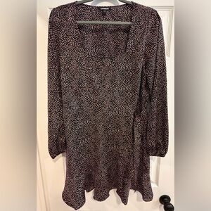 Express Blue Long Sleeve Mini Dress with White Dot Print